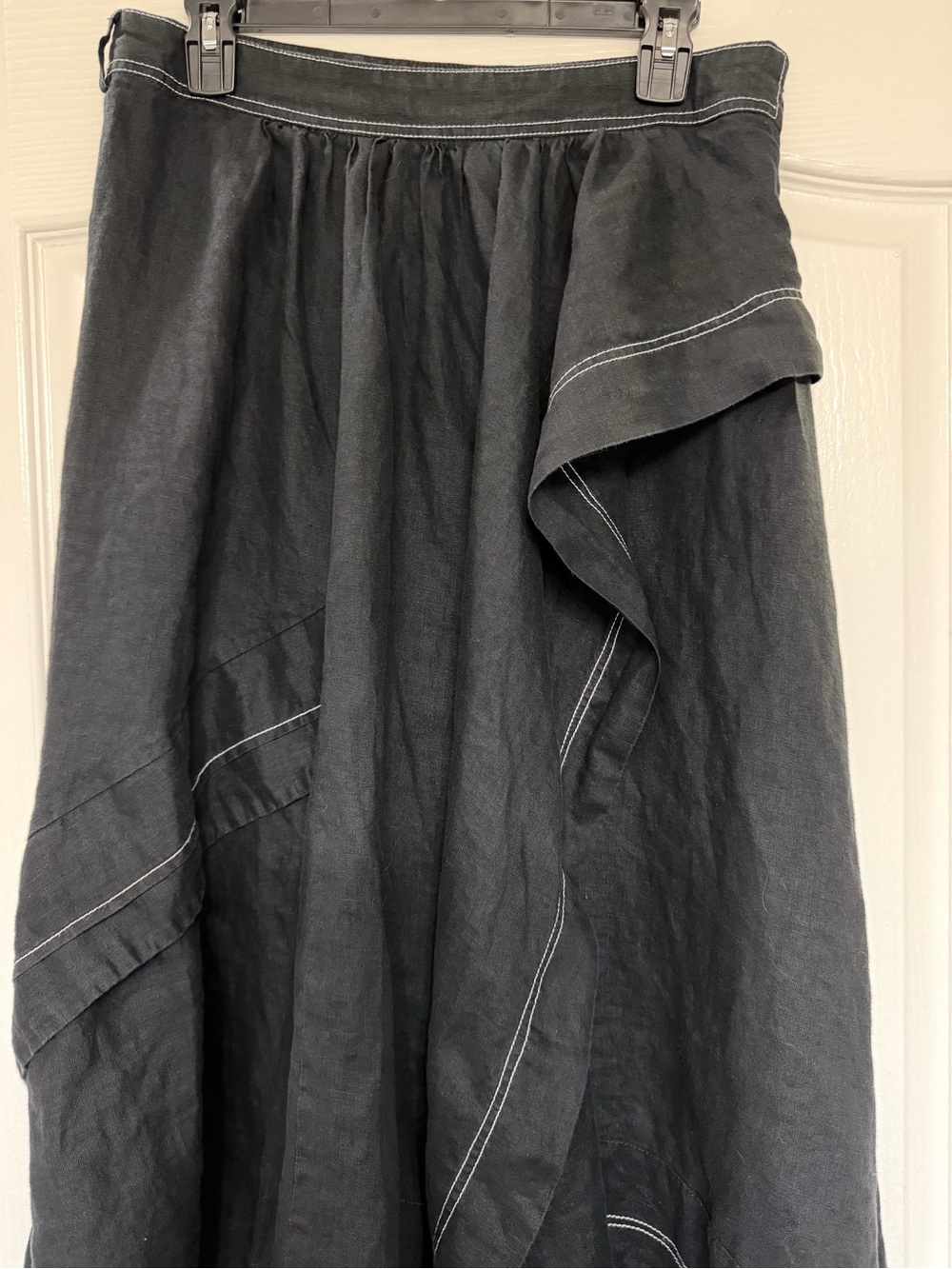Yaly Couture Black Linen Asymmetric Ruffle Skirt Avant Garde Boho Raw Edge Small - Picture 2 of 9